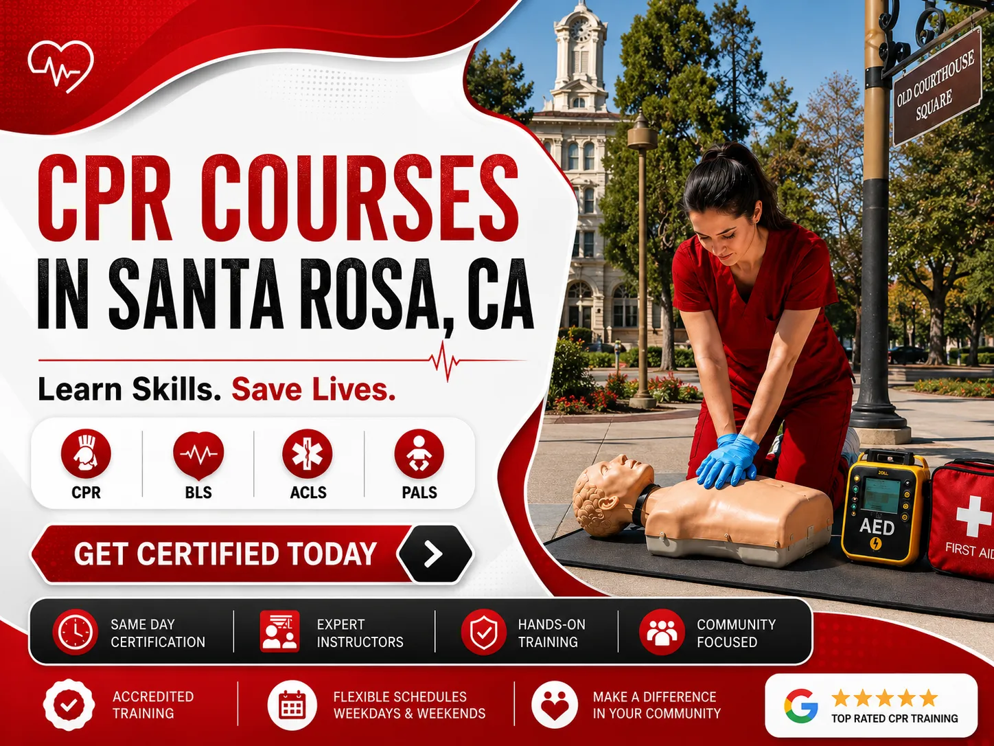 CPR and AED hands-on training in Santa Rosa, CA – BLS certified