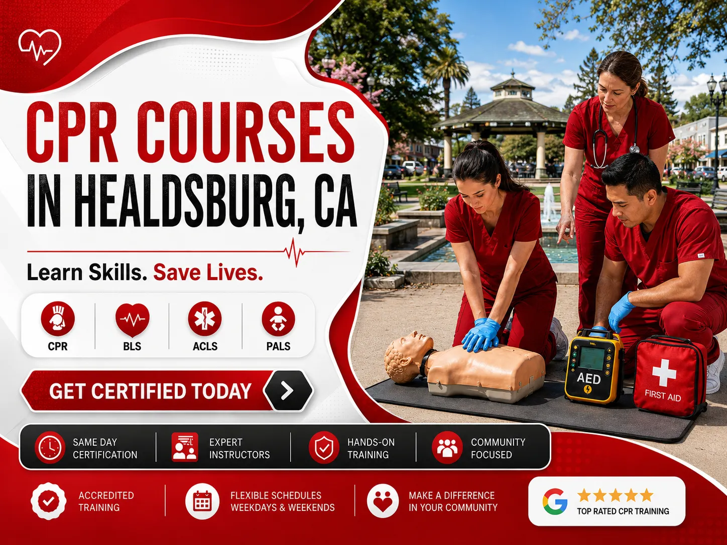 CPR training class in Healdsburg, CA – BLS, ACLS & PALS certification course
