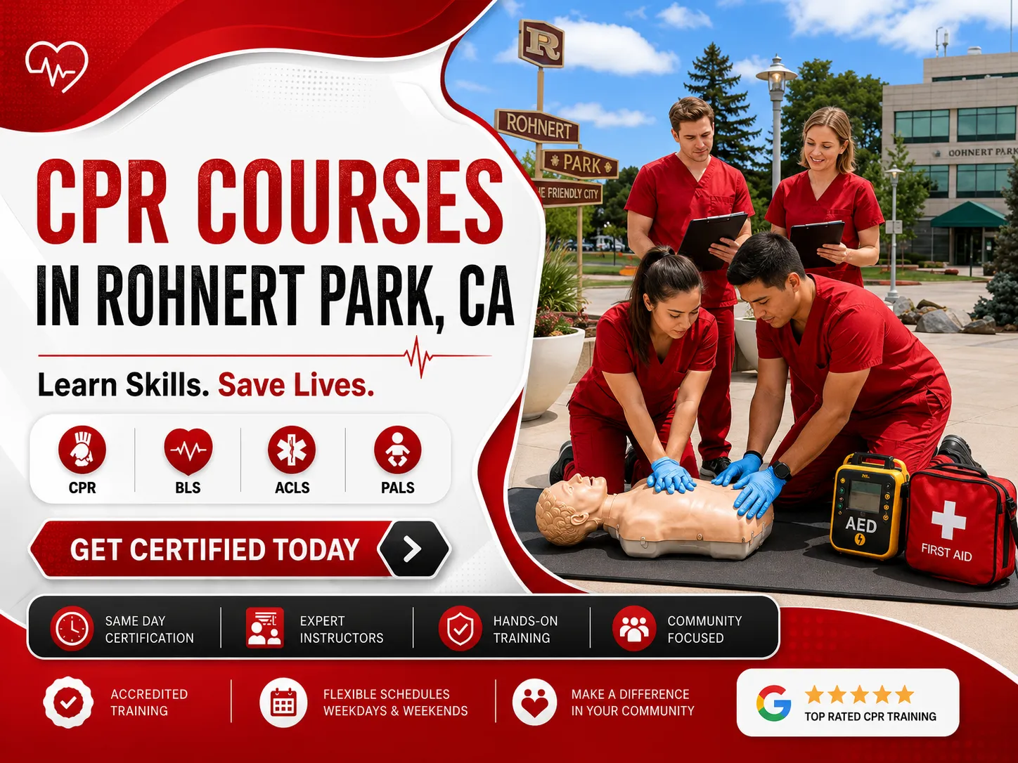 Certified CPR instructor teaching BLS class in Rohnert Park, CA